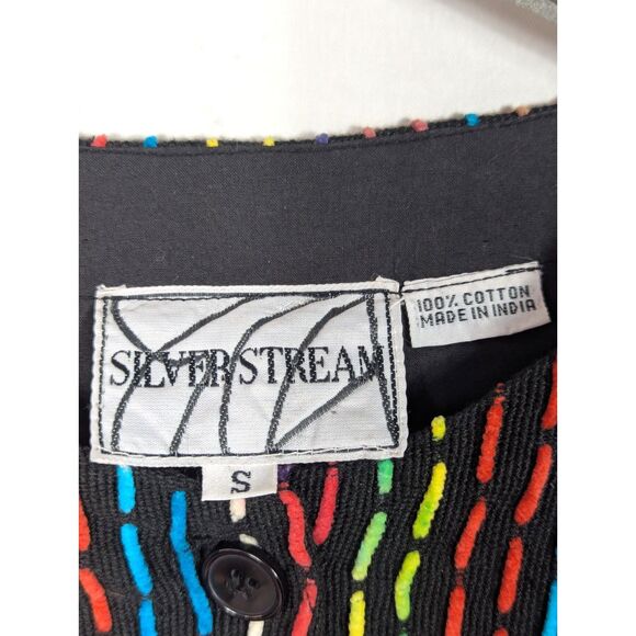 VINTAGE SILVER STREAM Colorful Artsy Chenille Yarn Fringe Cropped Jacket Small - Picture 5 of 6